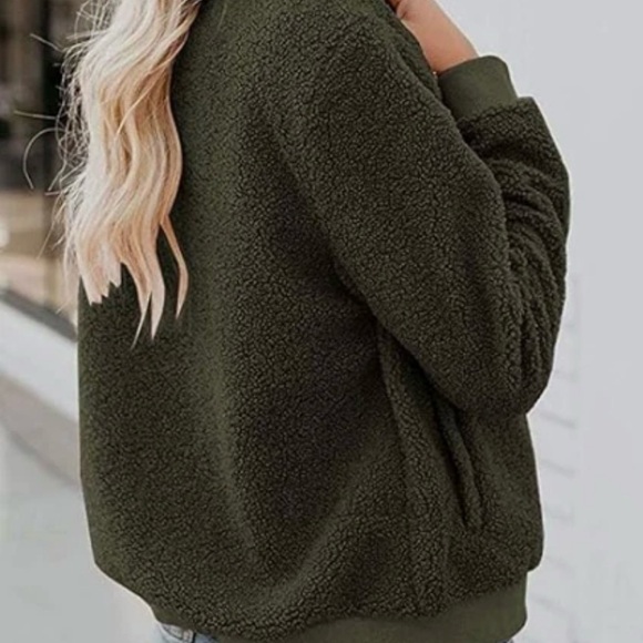 MIROL Women's Fall Fleece Bomber Jacket Trendy Sherpa Winter Coat NWT - Picture 2 of 5